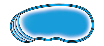 Polyesterpool Olibra mit den Maßen L: 6,50m B: 3,50m T: 1,40m